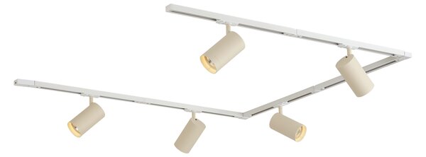 Sistema di illuminazione a binario moderno con 5 faretti bianco e beige 1-Fase GU10 70mm - Iconic Jeana Luxe