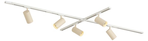 Sistema di illuminazione a binario moderno con 5 faretti bianco e beige 1-Fase GU10 70mm - Iconic Jeana Luxe