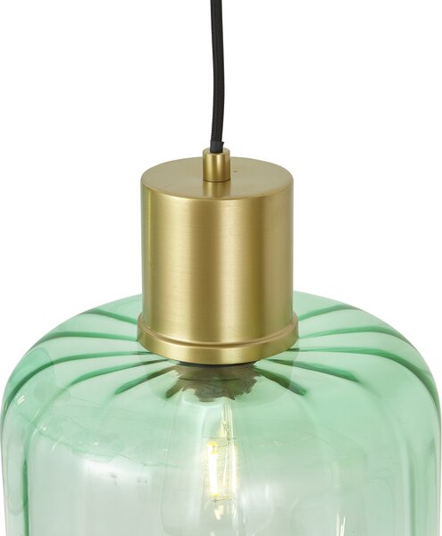 Lampada a sospensione Hotel Chic ottone con vetro blu e verde 8 luci - Qara