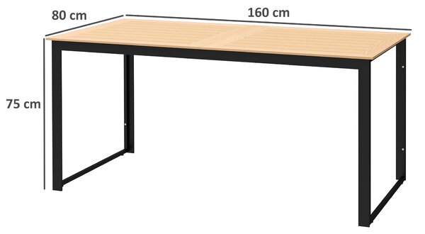 Outsunny Tavolo da giardino per 6 persone 160 x 80 cm Resistente alle intemperie Tavolo da balcone con piano a doghe, tavolo buffet outdoor Teak | Aosom Italy