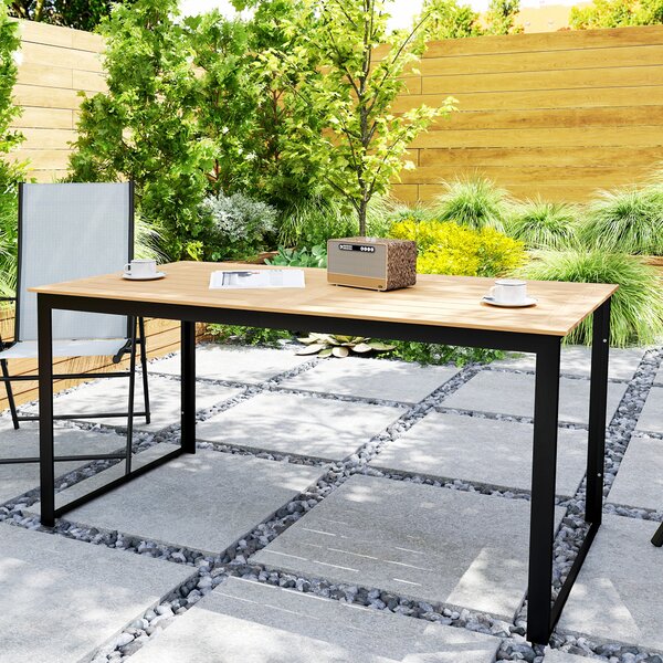 Outsunny Tavolo da giardino per 6 persone 160 x 80 cm Resistente alle intemperie Tavolo da balcone con piano a doghe, tavolo buffet outdoor Teak | Aosom Italy