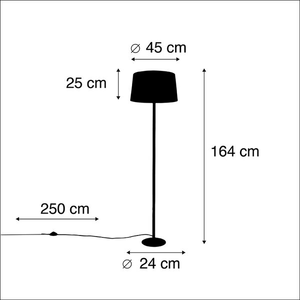 Lampada da terra nera con paralume in lino nero 45 cm - Simplo
