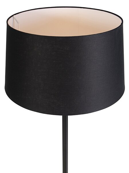 Lampada da terra nera con paralume in lino nero 45 cm - Simplo