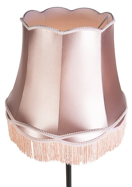 Lampada da terra retrò nera con paralume rosa stile granny 45 cm - Simplo