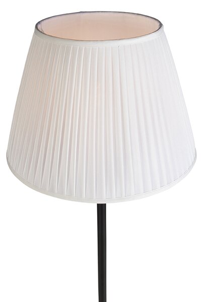 Lampada da terra moderna nera con paralume plissettato bianco 45 cm - Simplo