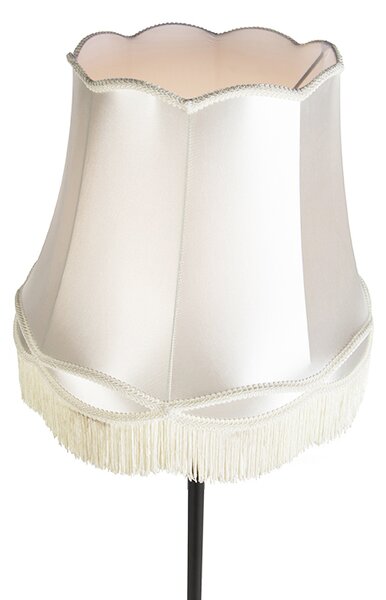 Lampada da terra retrò nera con paralume granny crema 45 cm - Simplo