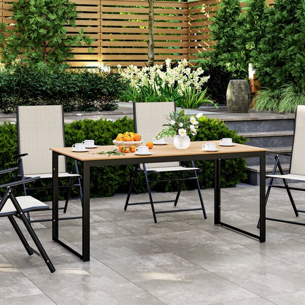Outsunny Tavolo da giardino per 6 persone 160 x 80 cm Resistente alle intemperie Tavolo da balcone con piano a doghe, tavolo buffet outdoor Teak | Aosom Italy