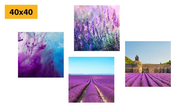 Set di quadri – Lavanda con astrazione