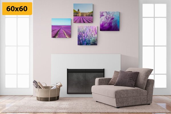 Set di quadri – Lavanda con astrazione