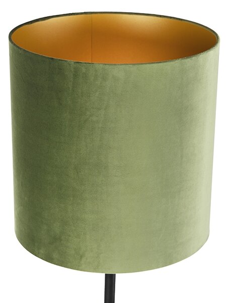 Lampada da terra botanica nera con paralume verde 40 cm - Simplo
