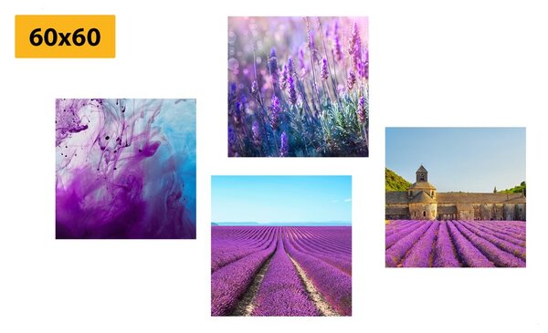 Set di quadri – Lavanda con astrazione
