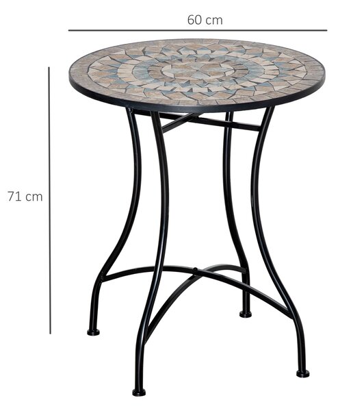 Outsunny Tavolo da giardino Ø60 cm, Tavolino da balcone resistente alle intemperie in metallo, Tavolo da pranzo outdoor, Tavolino da campeggio, Tavolino rotondo per terrazza giardino balcone Verde+Beige+Bianco | Aosom Italy