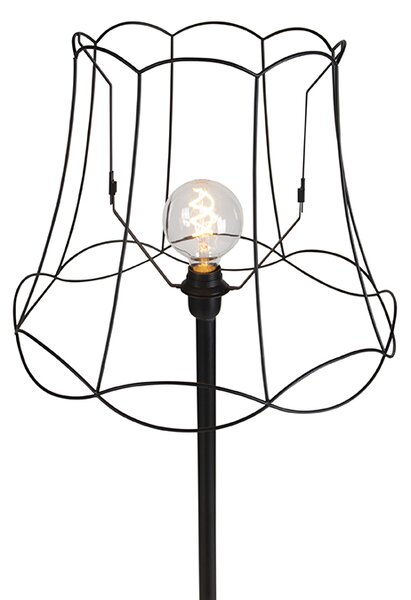 Lampada da terra nera con paralume a telaio Granny nero 45 cm - Simplo
