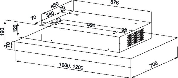 Silverline Cappa Cucina Filtrante Incasso a Soffitto Larghezza 100 cm Profondit 70 cm in Vetro Temperato/Inox colore Nero - 4224.1