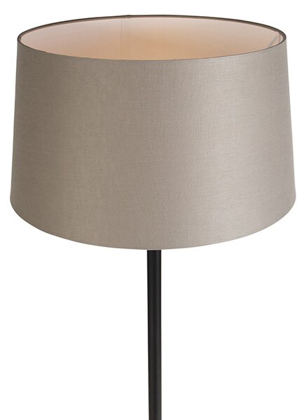 Lampada da terra nera con paralume in lino color tortora 45 cm - Simplo