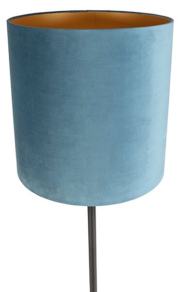 Lampada da terra con paralume in velluto nero blu con oro 40 cm - Simplo