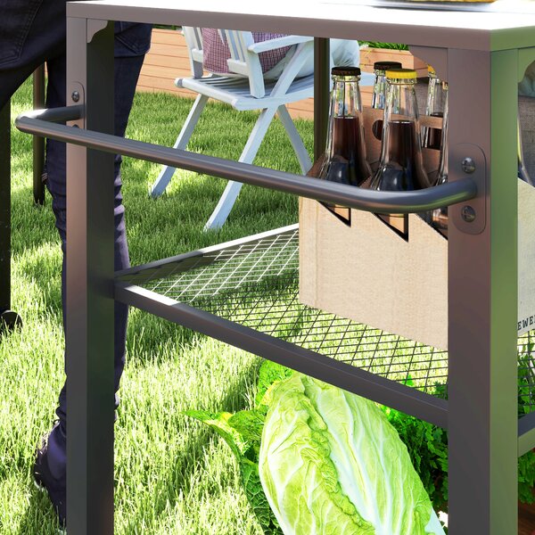 Outsunny Isola cucina da esterno, carrello barbecue con ripiano portaoggetti, maniglia, 4 ruote, carrello da cucina, terrazza, giardino, metallo, nero | Aosom Italy
