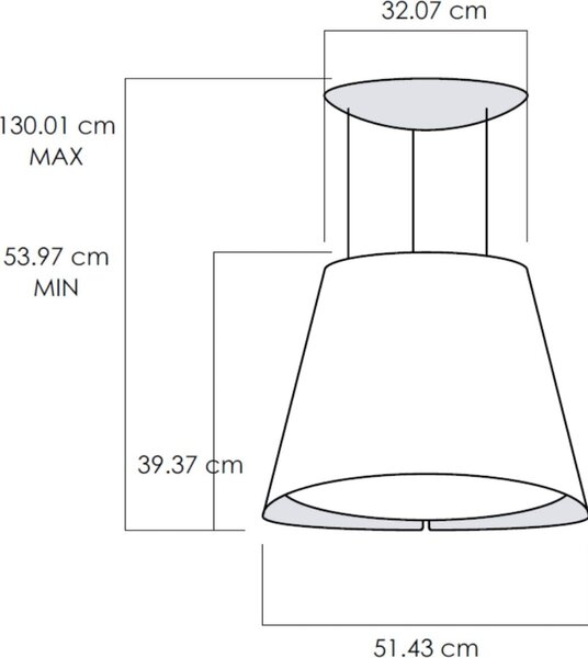 Elica Cappa Cucina Filtrante Isola Sospesa Larghezza 51 cm Altezza 130 cm colore Inox - EASY IX/F/50 PRF0120354