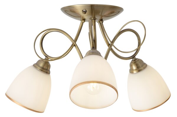 Plafoniera classica bronzo con vetro opale 3 luci - Katarina