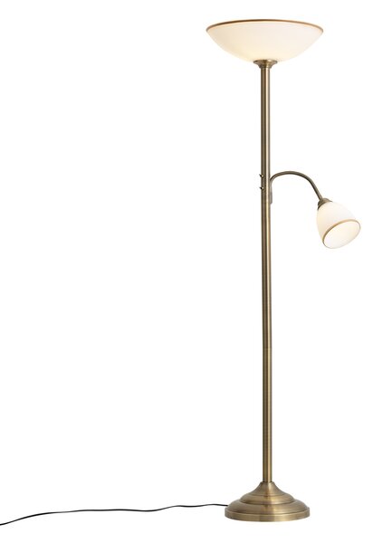 Lampada da terra classica bronzo con vetro opale 2 luci - Katarina