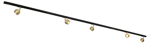 Sistema di illuminazione a binario moderno con 5 faretti oro 1 fase - Iconic Gissi