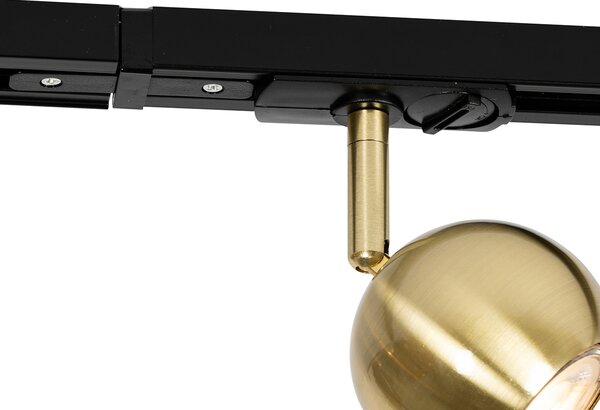 Sistema di illuminazione a binario moderno con 5 faretti oro 1 fase - Iconic Gissi