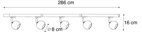 Sistema di illuminazione a binario moderno con 5 faretti oro 1 fase - Iconic Gissi