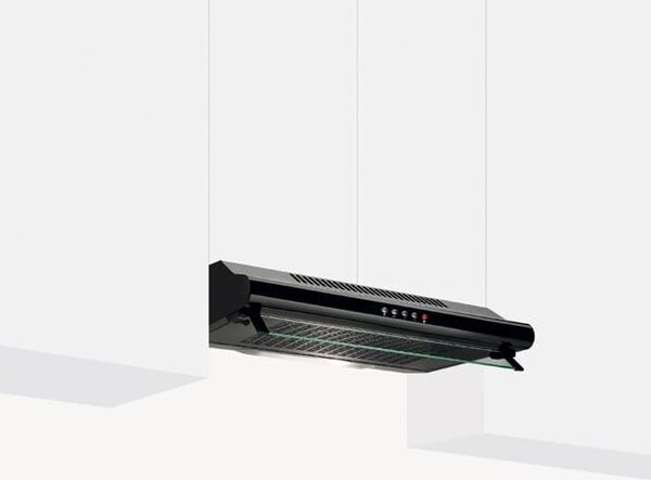Glem Gas Cappa Cucina Filtrante Sottopensile Incasso Larghezza 60 cm con frontalino in vetro colore Nero - GHC631BK