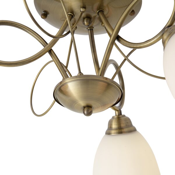 Plafoniera classica bronzo con vetro opale 3 luci - Katarina