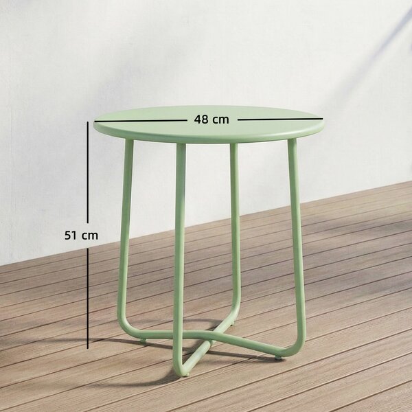 Outsunny Tavolino da Esterno con Bordo Arrotolato, Base a X con Piedini Regolabili in Altezza, per Soggiorno Terrazza, Ø48x51cm, Verde | Aosom Italy