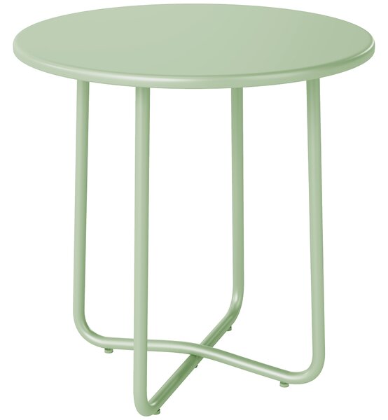 Outsunny Tavolino da Esterno con Bordo Arrotolato, Base a X con Piedini Regolabili in Altezza, per Soggiorno Terrazza, Ø48x51cm, Verde | Aosom Italy