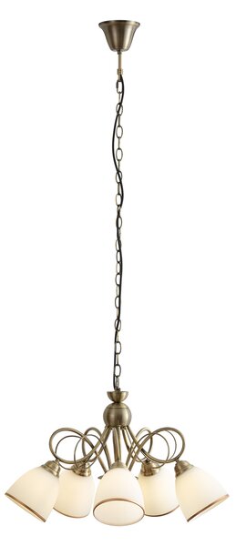 Lampada a sospensione classica bronzo con vetro opale 5 luci - Katarina