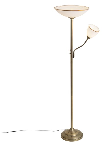 Lampada da terra classica bronzo con vetro opale 2 luci - Katarina