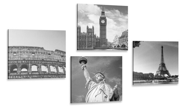 Set di quadri – Monumenti storici in bianco e nero