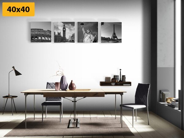 Set di quadri – Monumenti storici in bianco e nero