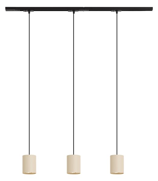 Sistema di illuminazione a binario moderno con 3 lampade a sospensione nere e beige monofase - Iconic Holt