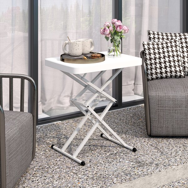 Outsunny Tavolino da giardino pieghevole in HDPE, tavolo pieghevole da esterno altezza regolabile su 5 livelli, 65 x 45 x 70 cm bianco | Aosom Italy