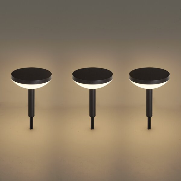 Set di 3 faretti a picchetto neri con LED solare IP44 - Solar