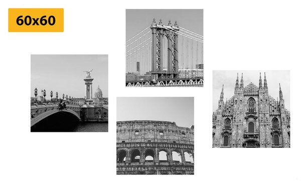 Set di quadri – Città in bianco e nero