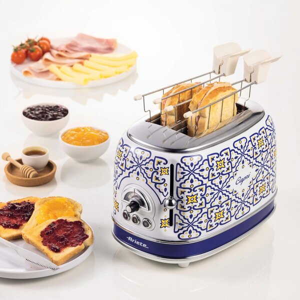Ariete Capri Tostapane con Pinze 2 Fette Potenza 210 Watt con 6 Livelli di Doratura e Vassoio Raccogli Briciole - 00C01550CAR0