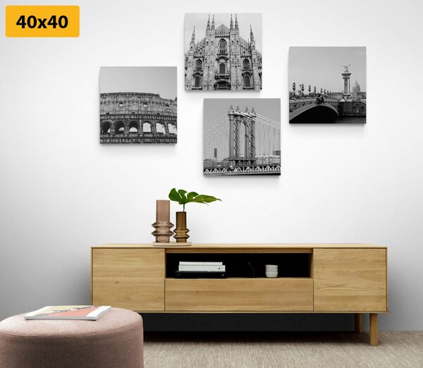 Set di quadri – Città in bianco e nero