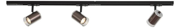Sistema di illuminazione a binario moderno nero con 3 faretti bronzo scuro 1 fase - Iconic Lloyd