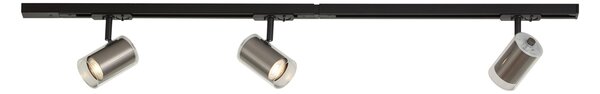 Sistema di illuminazione a binario moderno nero con 3 faretti color canna di fucile 1 fase - Iconic Lloyd