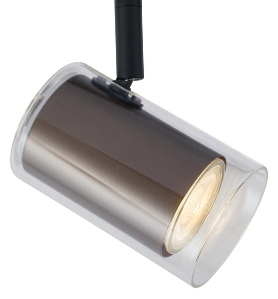 Sistema di illuminazione a binario moderno nero con 5 faretti bronzo scuro monofase - Iconic Lloyd