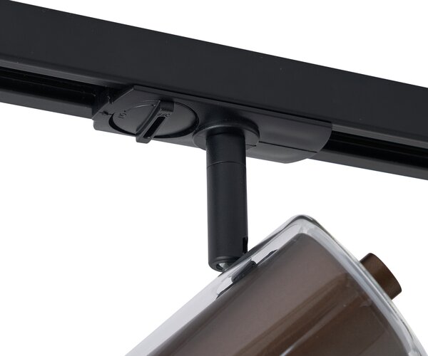 Sistema di illuminazione a binario moderno nero con 3 faretti bronzo scuro 1 fase - Iconic Lloyd