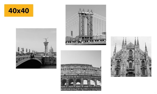 Set di quadri – Città in bianco e nero