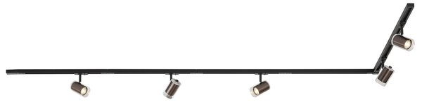 Sistema di illuminazione a binario moderno nero con 5 faretti bronzo scuro monofase - Iconic Lloyd