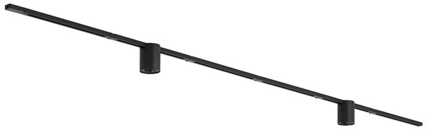Sistema di illuminazione a binario moderno nero con 2 faretti monofase - Iconic Rondoo Up