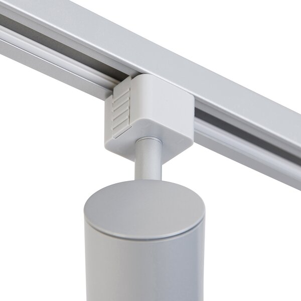 Sistema di illuminazione a binario moderno con 4 faretti argento 1 fase - Iconic Yade