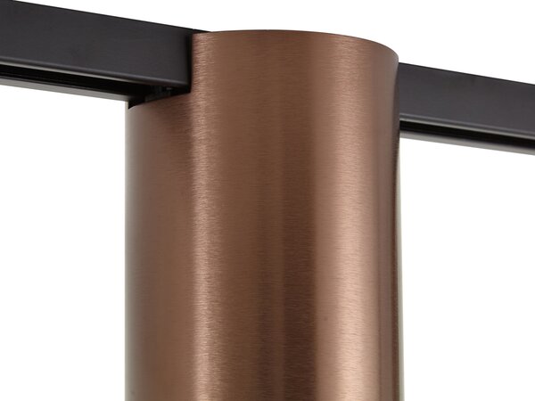 Sistema di illuminazione a binario moderno nero con 2 faretti bronzo scuro 1 fase - Iconic Rondoo Up